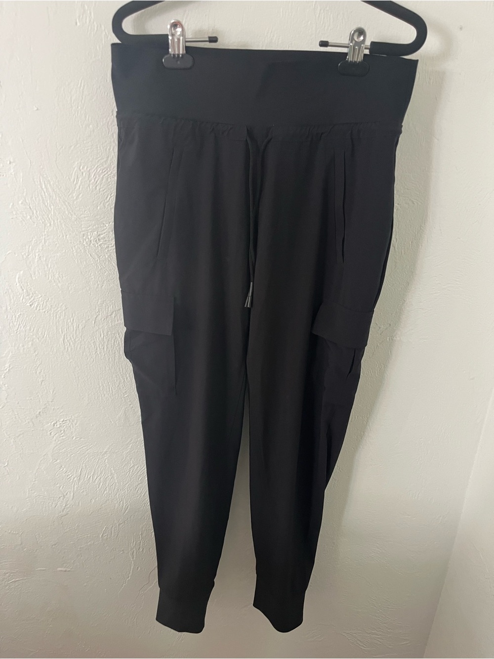 Athleta Black Cargo Jogger Pants with Drawstring Waist